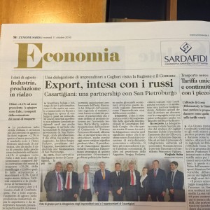 Articolo dedicato alla partnership tra l Associazione degli industriali e imprenditori di San-Pietroburgo e la Casartigiani Sardegna
